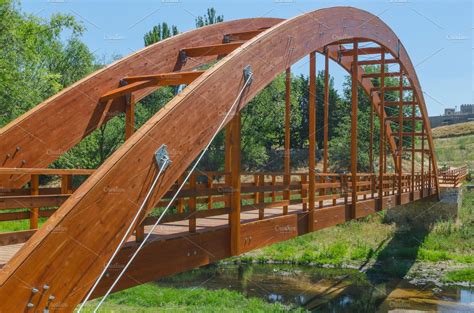 modern wooden bridge high quality architecture stock  creative market