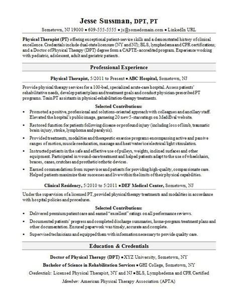 physical therapy resume  rehab   check