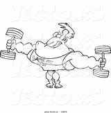 Lifting Weights Bodybuilder Toonaday Vecto Ron Leishman sketch template