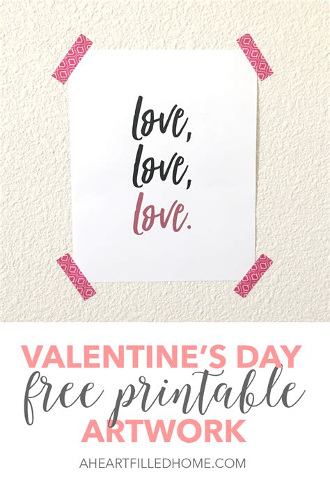 valentines day  printable artwork  heart filled home diy