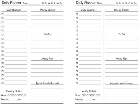 daily schedule template  template