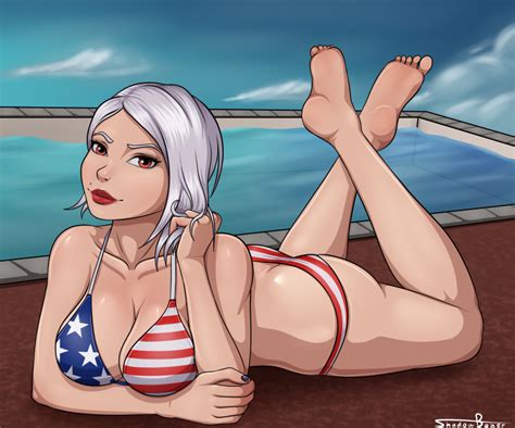Rule 34 1girls 2d American Flag American Flag Bikini Ashe Overwatch