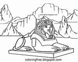 Sphinx Pyramids Giza Cairo Plateau Outskirts sketch template