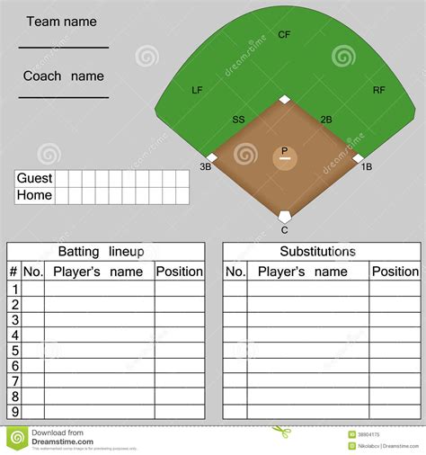 baseball starting lineup template