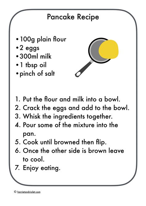 pancake recipe easy  follow  teaching resources harriet