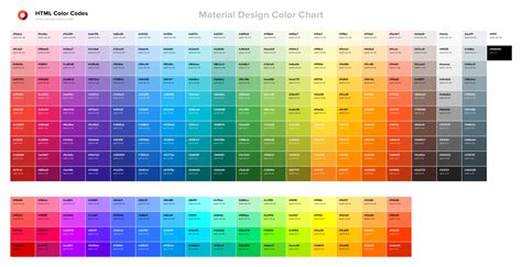 color chart html color codes