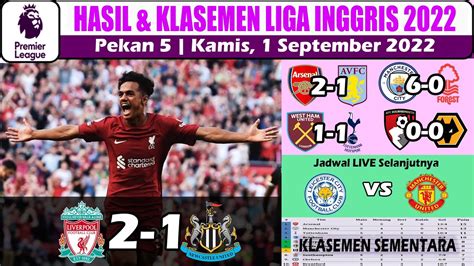 hasil liga inggris tadi malam liverpool  newcastle united hasil