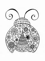 Ladybug Zentangle Colouring sketch template