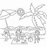 Summer Coloring Pages Beach Family Holiday Toddlers Printable Top Playing sketch template