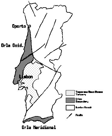 morphostructural units  portugal   eastern edge   basin