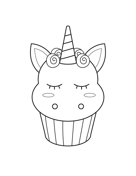 unicorn cupcake coloring page eps illustrator jpg png