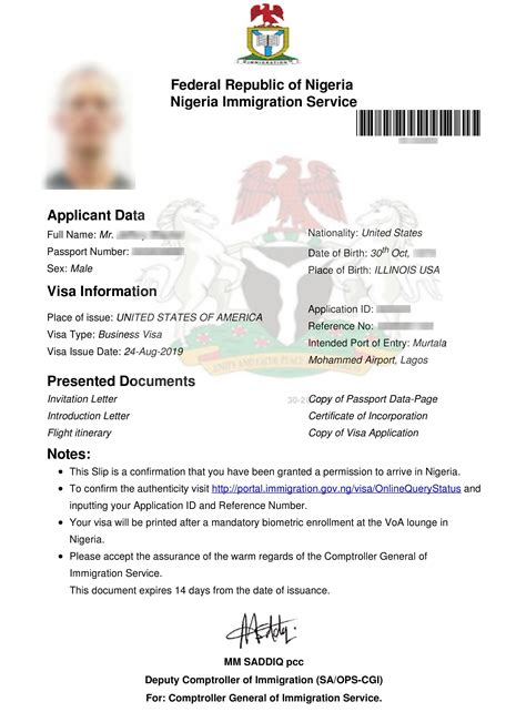 nigeria visa  arrival approval letter travelvisang