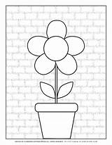 Coloring Flower Pot Spring Planerium sketch template