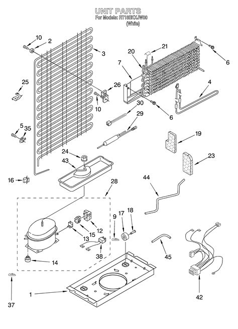 unit diagram parts list  model rtbkxjw roper parts refrigerator parts searspartsdirect