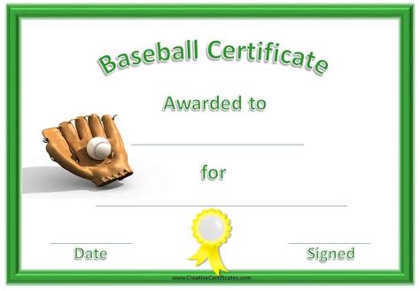 editable baseball certificates customize  print  home