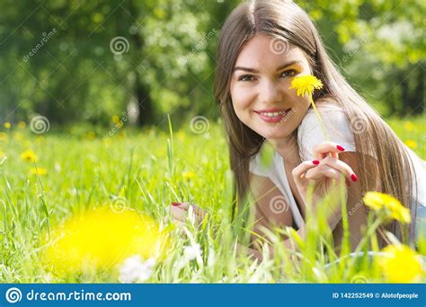 Woman Laying On Grass In Park Stock Image Image Of Caucasian
