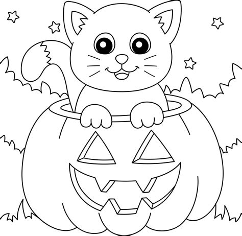 pumpkin cat halloween coloring page  kids scarey ghost coloring page