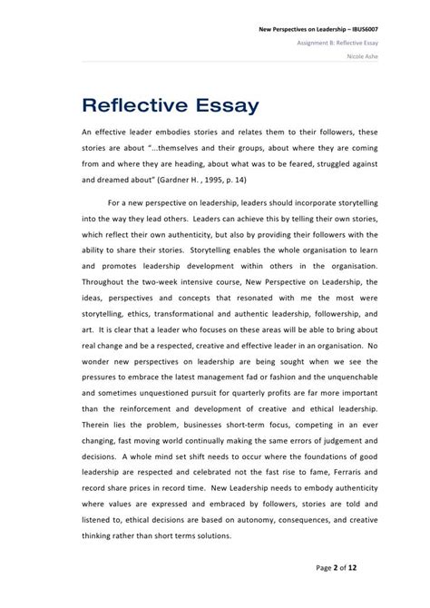 reflective essays samples