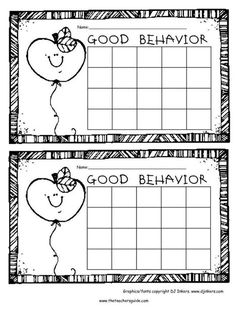 behavior worksheet  kindergarten chart sheetcom sticker