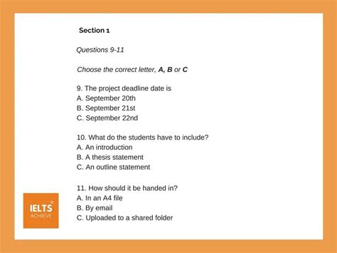 multiple choice  matching questions ielts achieve