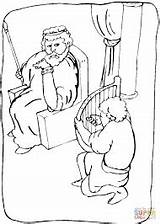 Saul Harp Spares Ausmalbild Goliath Bijbel Disegni Sketch Jealous Koning Kleurplaat Speelt Werkjes Neocoloring sketch template