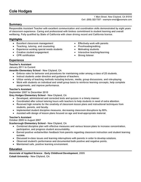 unforgettable assistant teacher resume examples  stand