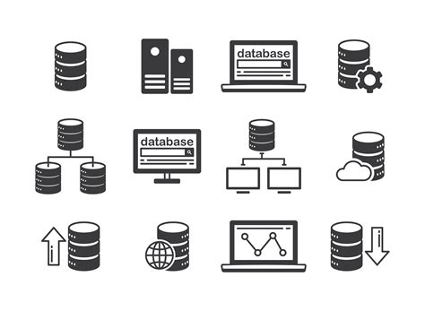 data base icons vector  vector art  vecteezy