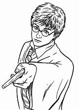 Potter Harry Coloring Wand Magic Pointing His Netart Color Print sketch template