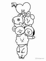 Bt21 Coloring Outline Pages Drawings Cute Doodle Bts Drawing Characters Easy Choose Board sketch template