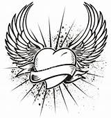 Wings Heart Tattoo Drawing Drawings Angel Choose Board Hearts sketch template