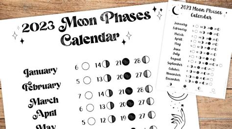 moon phase calendar cute  printable  lunar calendar