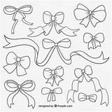 Bow Ribbon Drawing Cute Ribbons Bows Drawn Hand Sketch Anime Drawings Vector Clipart Draw Red Gift Svg Freepik Outline Doodle sketch template