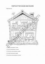 House Parts Colors Worksheet Preview sketch template