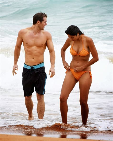 fresh celebrity pics pia miller super sexy in bikini on set at palm beach in australia