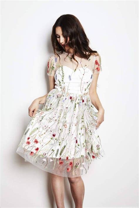 Embroidered Floral Dress Prom Dress White Mini Dress Etsy Floral