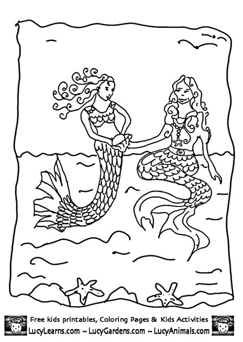 mermaid coloring pages playing  older sister mermaid picture