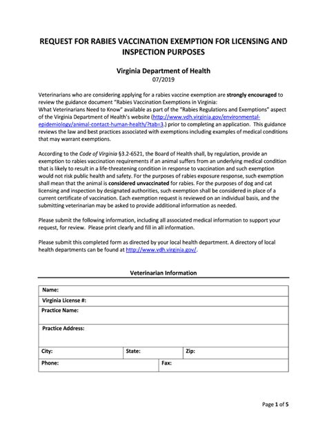 application  rabies vaccination exemption virginia form fill