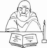 Biblia Monje Viejo Leyendo Bibbia Vecchio Legge Stampare Monk Ninos Reads sketch template