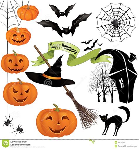 halloween party icons vector set design holiday elements