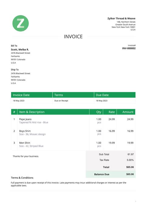 sales invoice template printable sales invoice zoho invoice