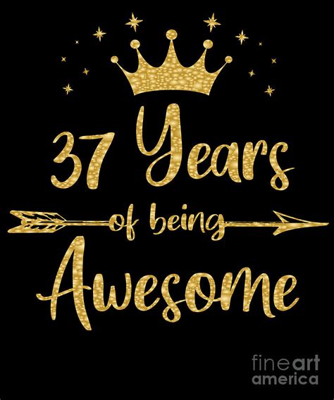 Womens 37 Years Of Being Awesome Women 37th Happy Birthday Print