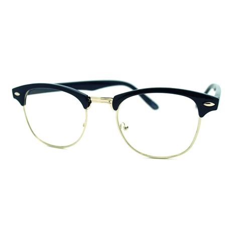 mens 20s hipster classic retro nerdy geek half horn rim optical eye