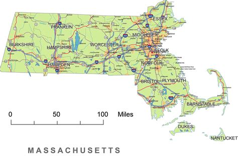 preview  massachusetts state vector road map  vector mapscom
