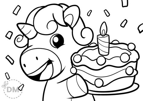 unicorn birthday coloring page  kids diy magazinecom