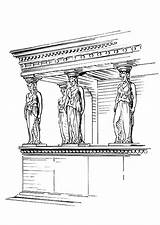 Cariatide Zuil Colonne Colonna Kleurplaat Caryatid Pillar Architecture Cariatides Columna Kleurplaten sketch template