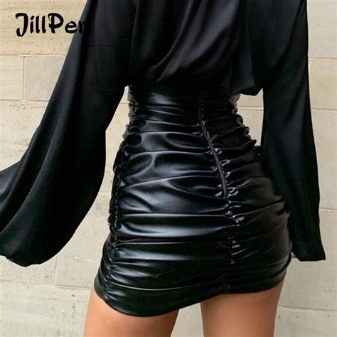 2020 jillperi women pu leather kylie skirt sexy ruched