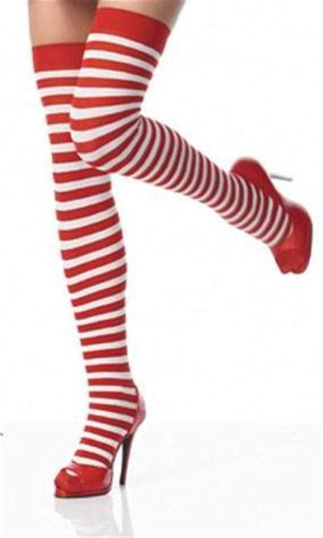 socks red and white striped thigh high socks where s wally the