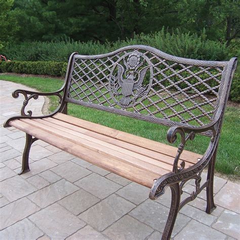 oakland living american eagle wood  cast iron park bench reviews