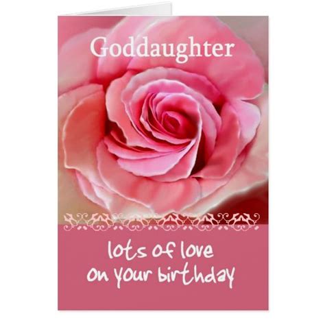 goddaughter birthday with pink rose and lace trim card zazzle
