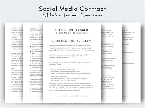 freelance social media manager contract template social media etsy